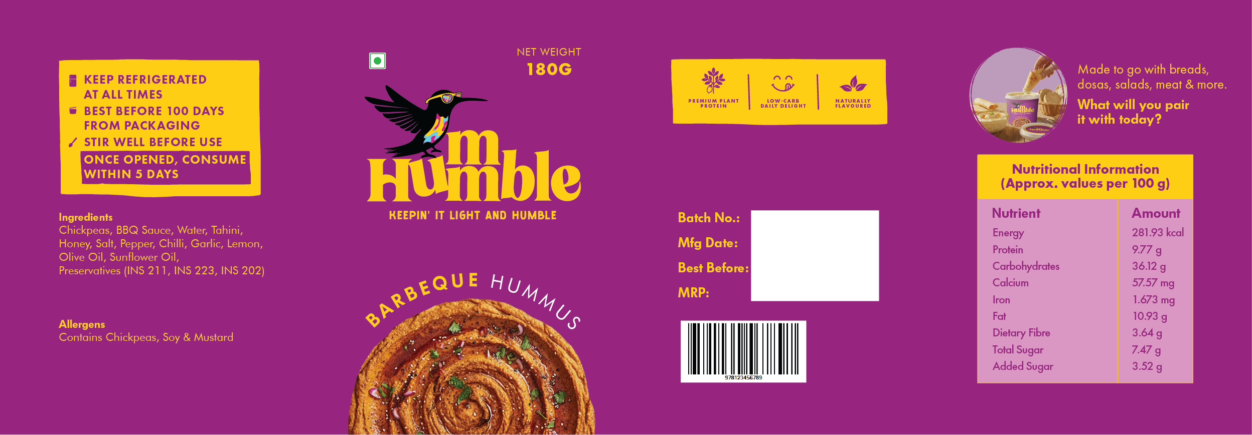 Hummble Barbeque Hummus 180g