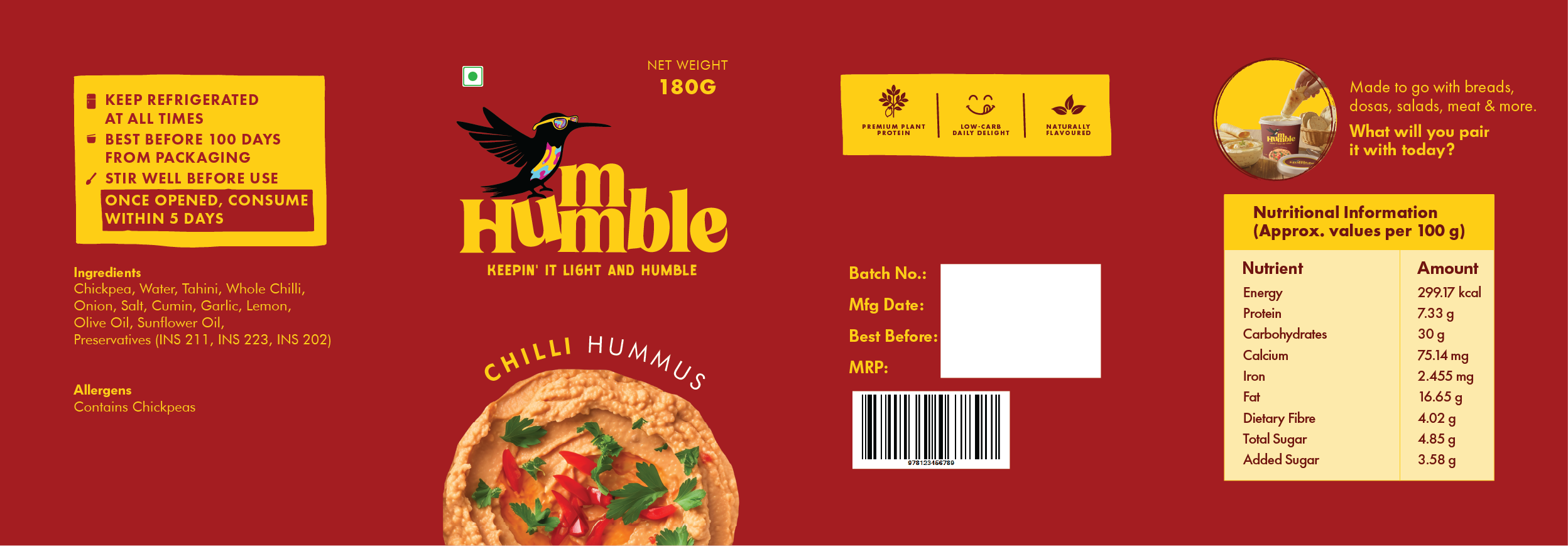 Hummble Chilli Hummus 180g
