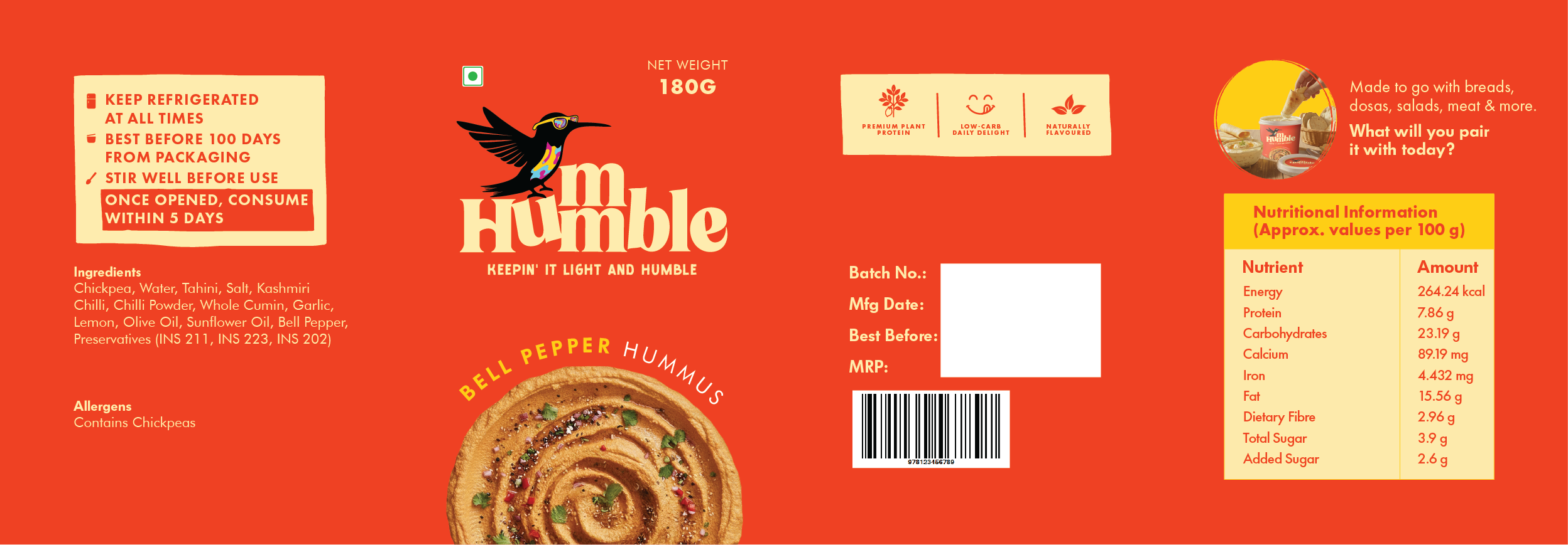 Hummble Bell Pepper Hummus 180g